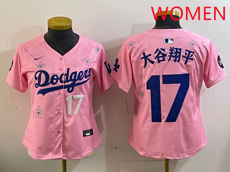 Women Los Angeles Dodgers #17 Ohtani Pink Sakura Edition 2025 Nike MLB Jersey style 7->women mlb jersey->Women Jersey